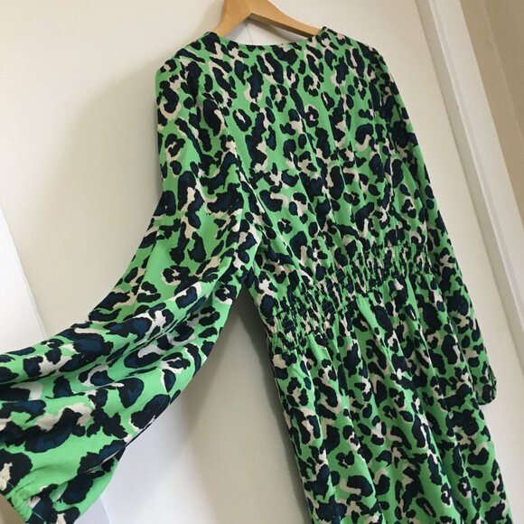 Pieces Darsy Punky Green Coquette Rosette Midi Dress - Picture 9 of 16